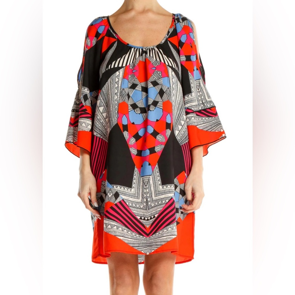 Gibson Latimer Multicolor Geometric Holiday Shift Dress Sz 1X
